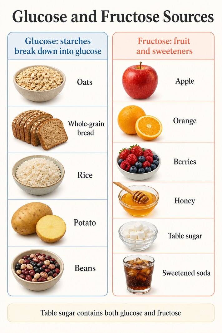 Annotated comparison of common glucose and fructose sources